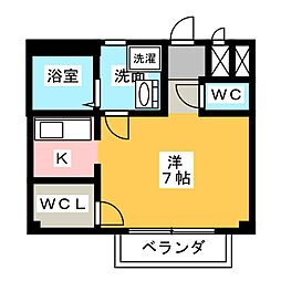 エスポワール穂並I 2階1Kの間取り