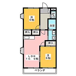 ファインパーク松ケ瀬A 2LDKの間取図画像