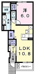 メゾンアサヒ 1LDKの間取図画像