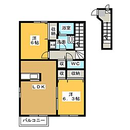 ラーゼンパーク2 2LDKの間取図画像