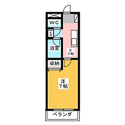 フラワー・コート 1Kの間取図画像