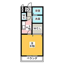 レセンテ栄 1Kの間取図画像