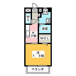 サープラス双葉 1Kの間取図画像