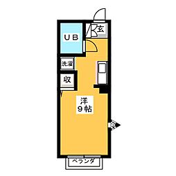 メイゾンやくしA ワンルームの間取図画像