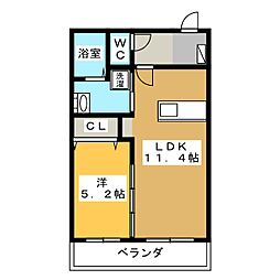 パレス2 1LDKの間取図画像