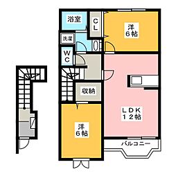ヒルサイドオーク 2LDKの間取図画像