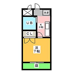 サンホワイトマンション 1Kの間取図画像