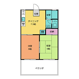 ロイヤルグリーン 2DKの間取図画像