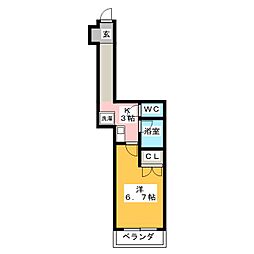 スターハイツONE 1Kの間取図画像