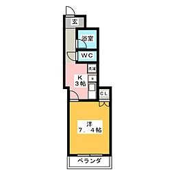 スターハイツONE 1Kの間取図画像