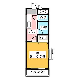 サンライズファミリア 1Kの間取図画像