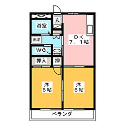クレスト栄 2DKの間取図画像