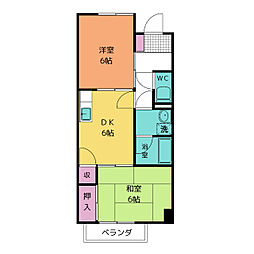 グランメール小瀬 2DKの間取図画像