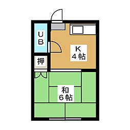 コーポ美水 1Kの間取図画像