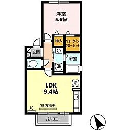 カサベルテ真 1LDKの間取図画像