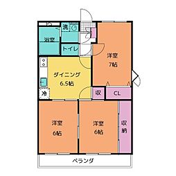 ア・ドリーム稲口 3DKの間取図画像