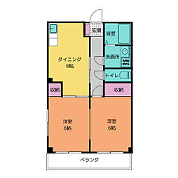 サンハイツスター 2LDKの間取図画像