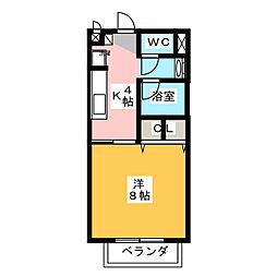 サープラスカメヤマA 1Kの間取図画像
