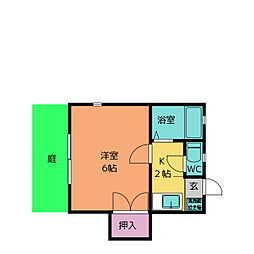 グリーンヒルズ 1Kの間取図画像