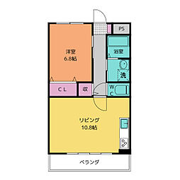 JUNE 1LDKの間取図画像