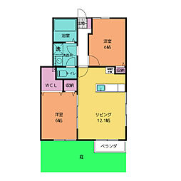 マーヴェラス 2LDKの間取図画像