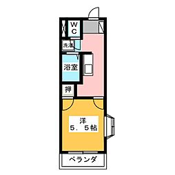 リヴィエール桐谷 1Kの間取図画像
