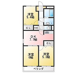 レインボーヒルズ 3DKの間取図画像