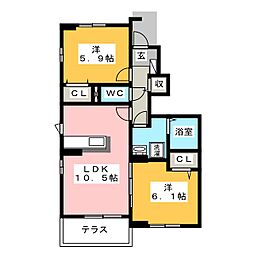 ブリッサB 2LDKの間取図画像