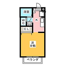 エクセル中川原1998 1Kの間取図画像