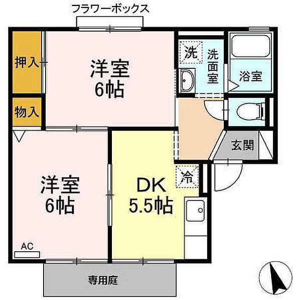 グレースハイム ｜三重県四日市市松本１丁目(賃貸アパート2DK・1階・42.00㎡)の写真 その2