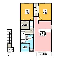 クローバー 2階2LDKの間取り
