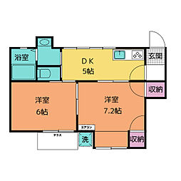 シャルマン日永 1階2DKの間取り