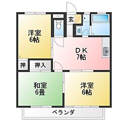 コーポギャラクシー 3DKの間取図画像