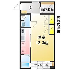 プチシャトー城北C 1Kの間取図画像