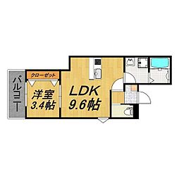 LECOCON四日市IX 1LDKの間取図画像