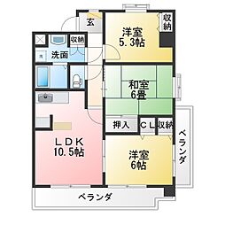 クレストコート 3LDKの間取図画像