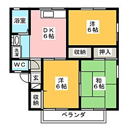 クレールカルチェ2B 3DKの間取図画像