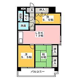 ブラッサム鵜の森 3LDKの間取図画像