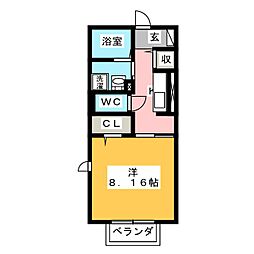 アズール 1Kの間取図画像