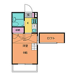 ビバリーエンドレス 1Kの間取図画像