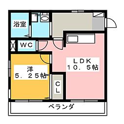 ドエル城東 1LDKの間取図画像