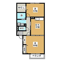 ジョイリバー 2DKの間取図画像
