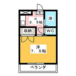 清水ハイツ 1Kの間取図画像