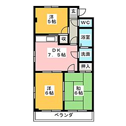 クリスタル・サンエバー 3DKの間取図画像