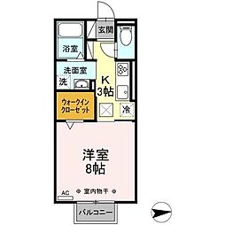 響 1Kの間取図画像