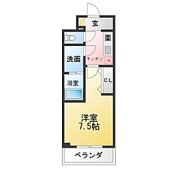 S-RESIDENCE四日市駅前couleur(クルール) 1Kの間取図画像