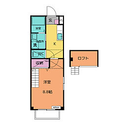 TOPHOUSE羽津1 1Kの間取図画像