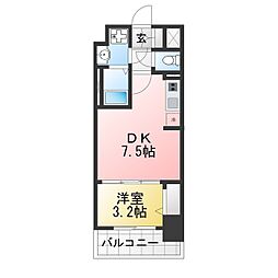 プレリス四日市ティエルナ 1DKの間取図画像