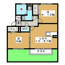 アモローサA 2LDKの間取図画像