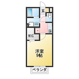 クレール翔 1Kの間取図画像